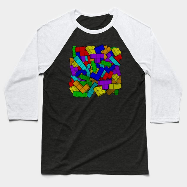 Tetris Pile Baseball T-Shirt by SnowballinHell